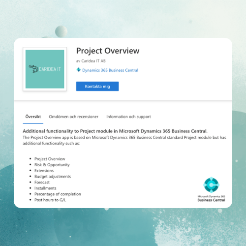 Projektöversikten i Marketplace